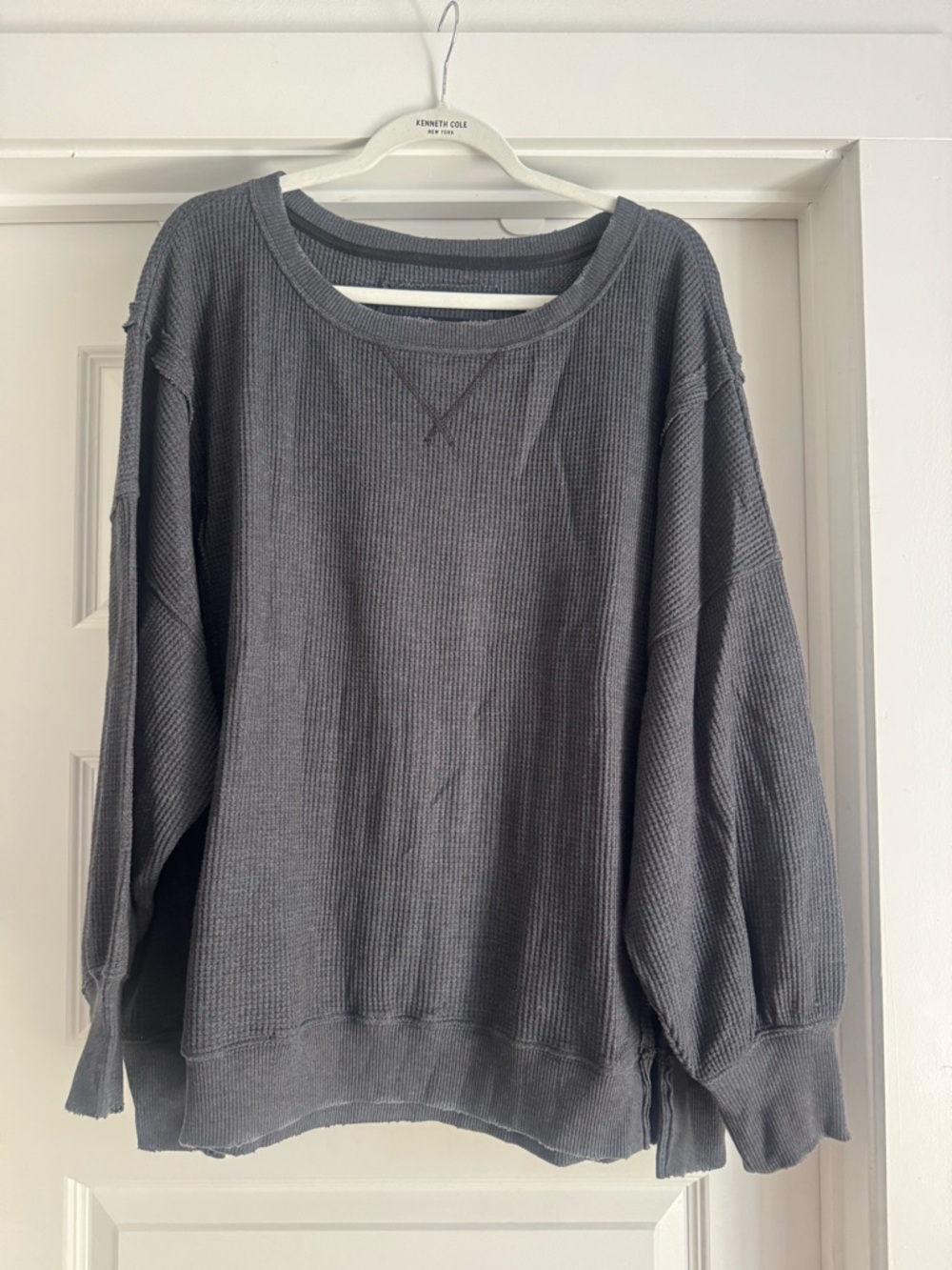 American Eagle Big Hug Waffle Crewneck Gray